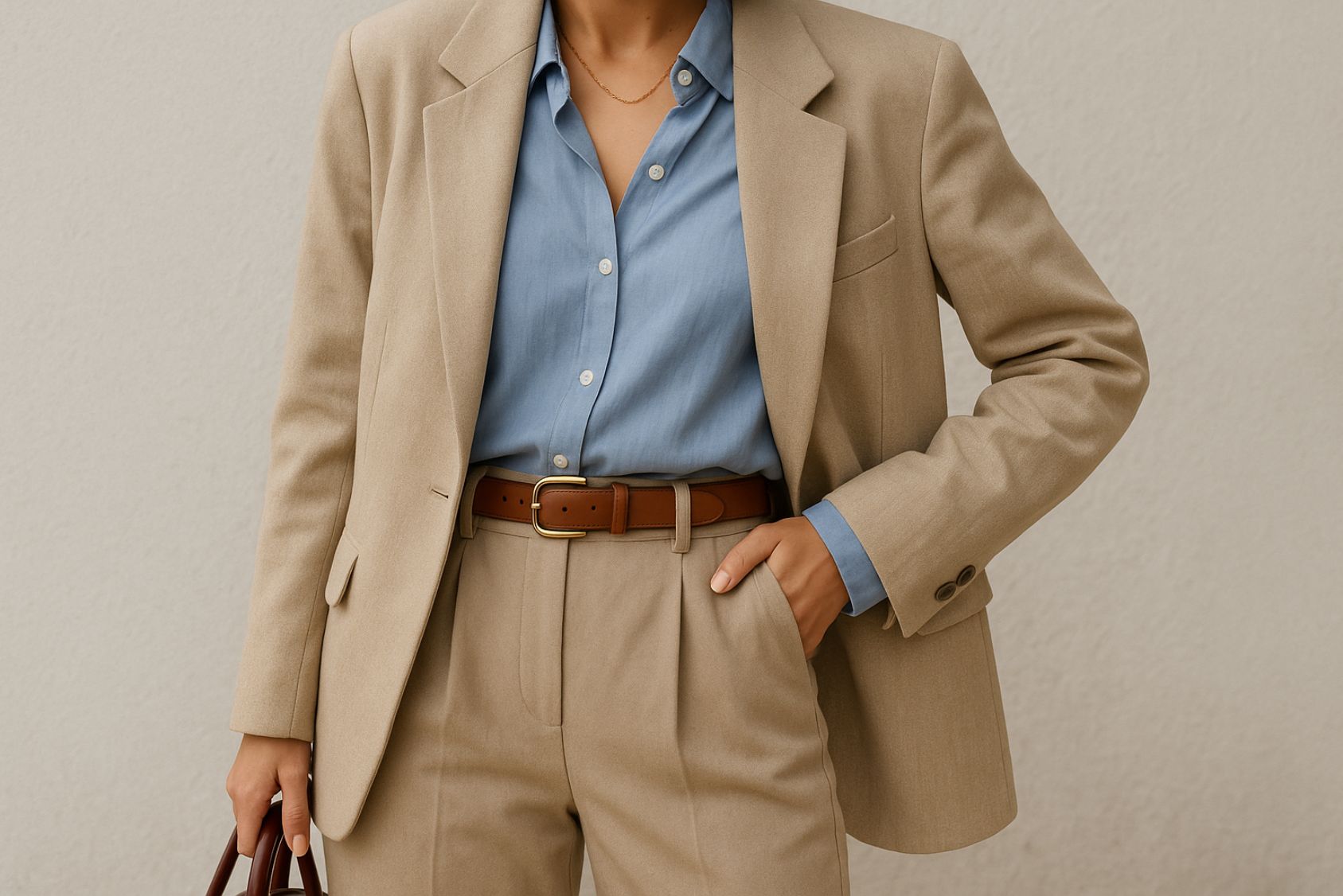 exemple de tenue avec un vêtement beige