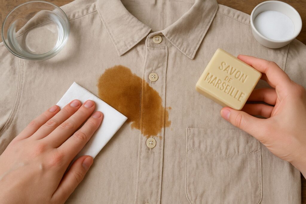 enlever une tache de café sur un vêtement
