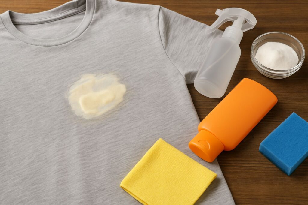 enlever un tache de crème solaire sur un vêtement
