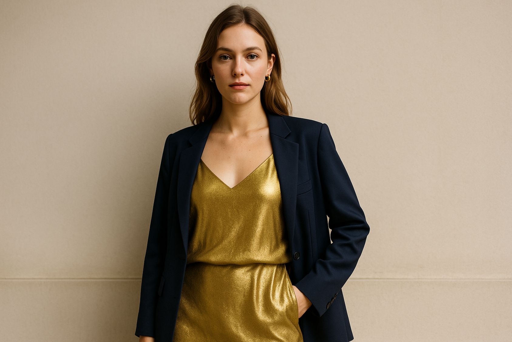exemple de tenue avec un vêtement doré