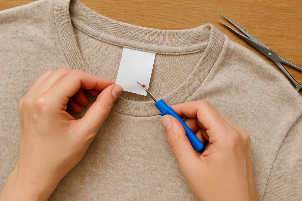 enlever l'étiquette d'un vêtement sans l'abîmer