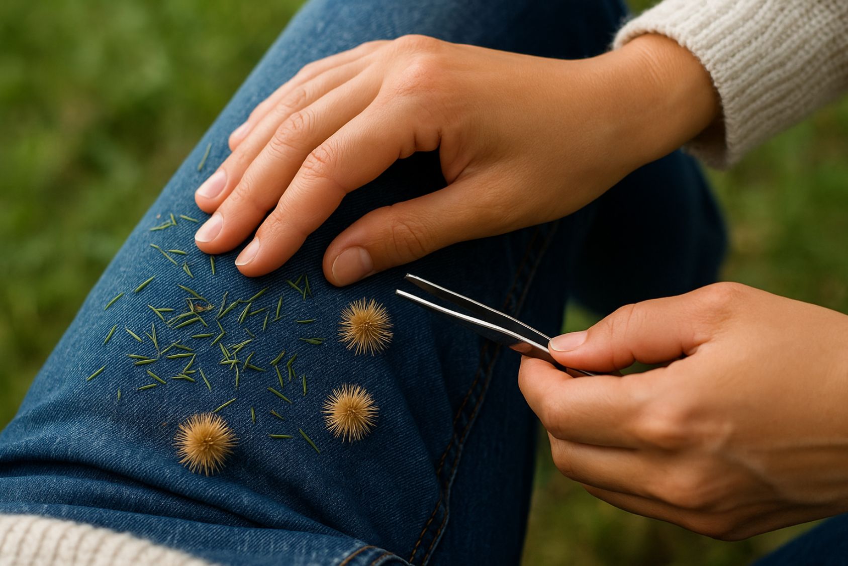 enlever l'herbe qui accroche aux vêtements