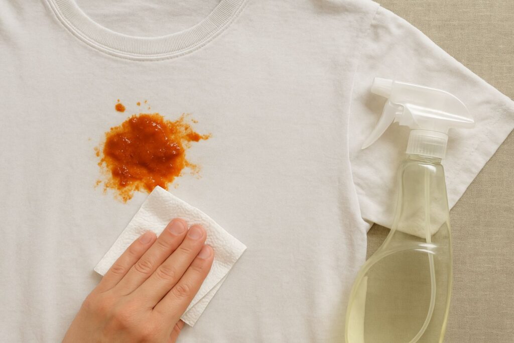 enlever de la sauce tomate sur un vêtement